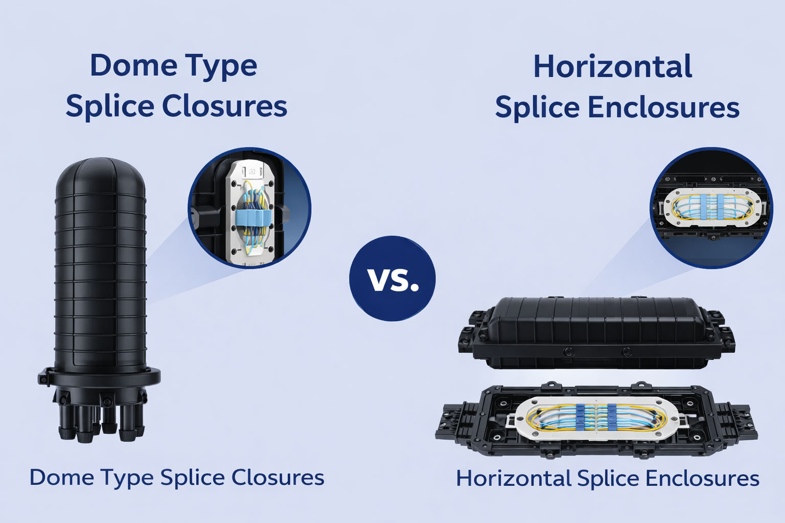 Dome Type Splice Closures vs Horizontal Splice Enclosure